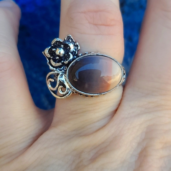 New Mookaite Jasper Silver Flower Ring. - Picture 3 of 16